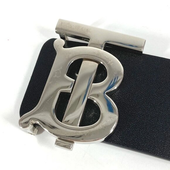 BURBERRY TB logo Buckle belt for bottoms belt Leather Black/SilverHardware - Picture 5 of 12